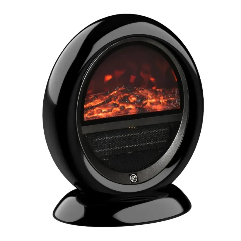 1500W Table Top Electric Fireplace Heater with Rotating Head - Black