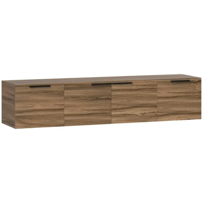 150cm Floating Industrial TV Unit - Wall-Mounted Media Console with Storage - Rustic Brown