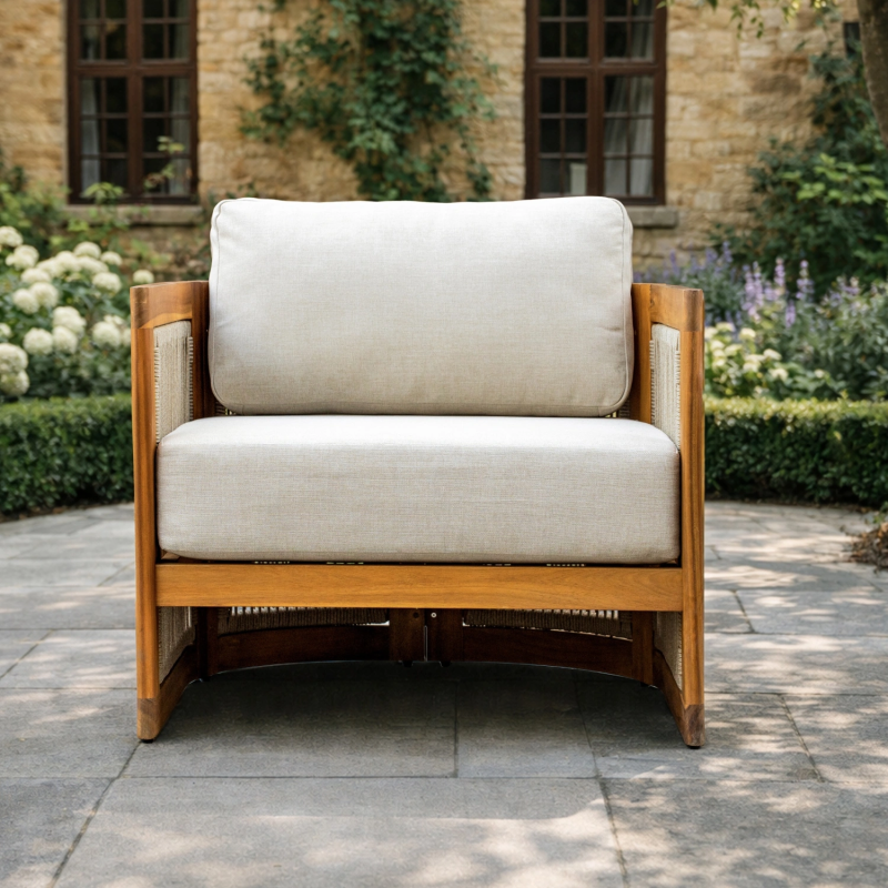 Caven Solid Wood Outdoor Armchair with Rope Detail
