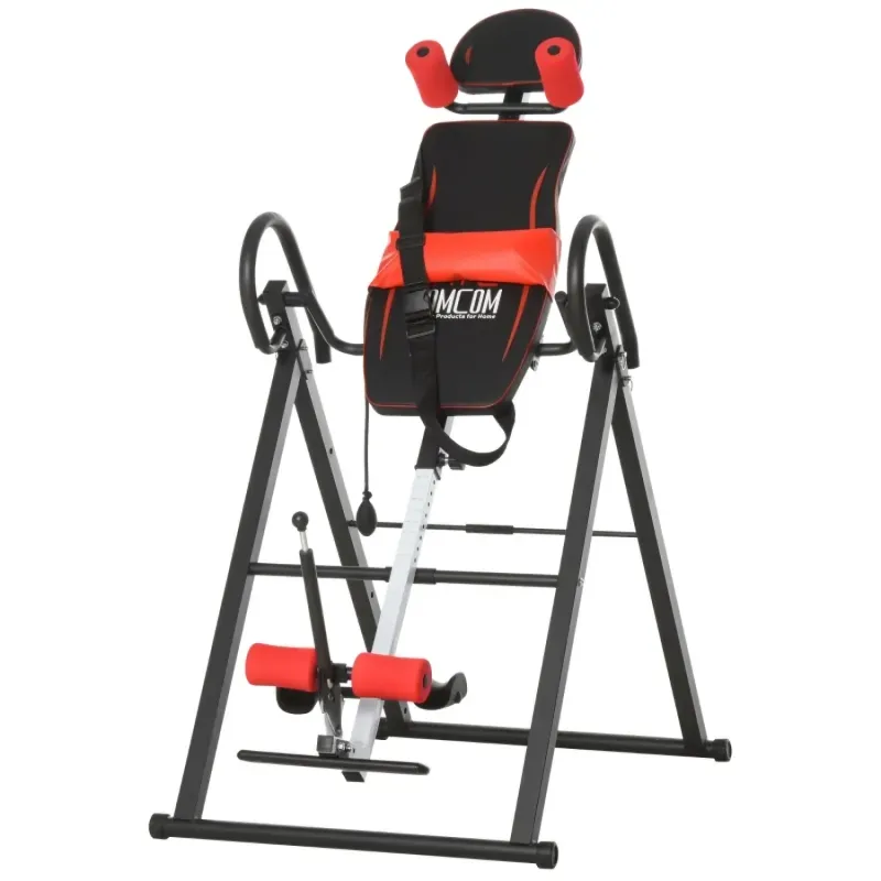 Adjustable Gravity Inversion Table for Back Pain Relief and Posture Correction - Red
