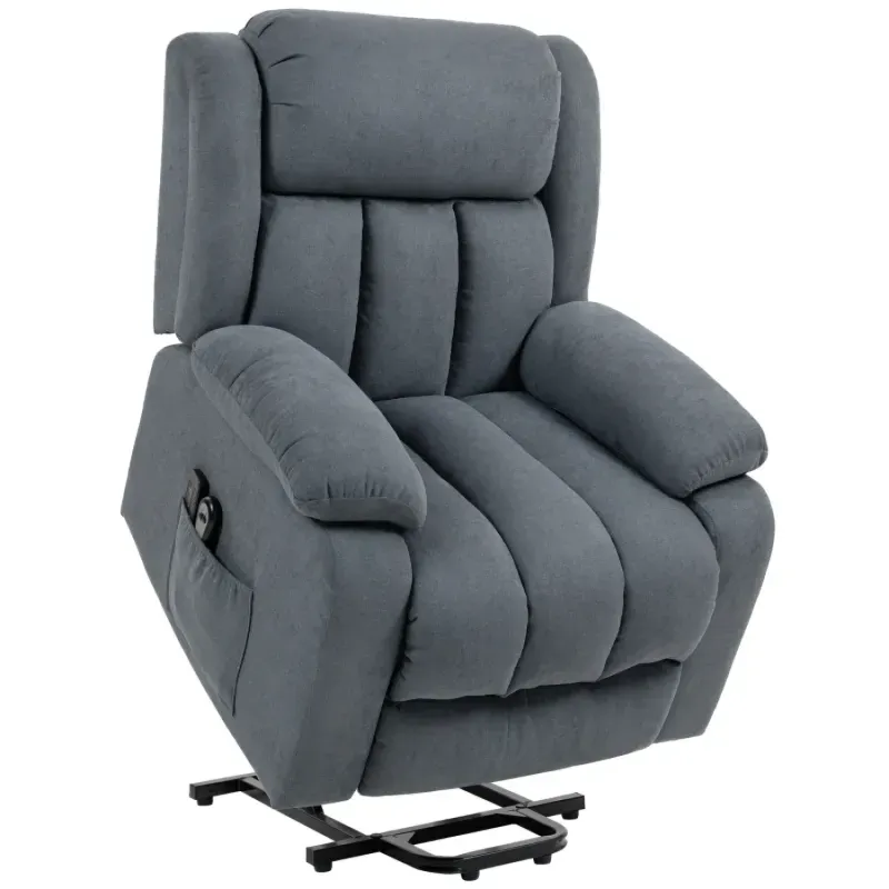  Electric Power Lift Massage Recliner Chair with Remote, Grey Linen-Look