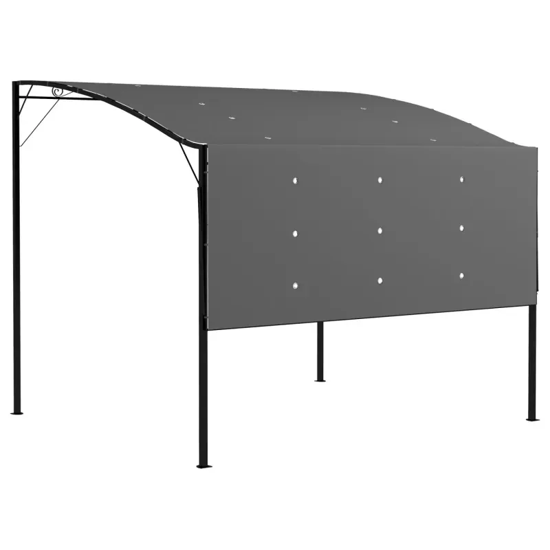  3m x 2.5m Wall-Mounted Metal Gazebo with Extendable Front Awning - Charcoal Grey