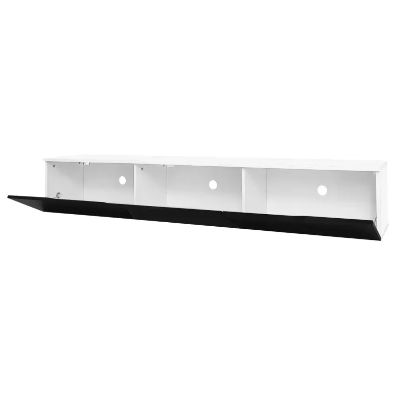 180cm Black and White High Gloss TV Stand with App-Controlled LED Lights