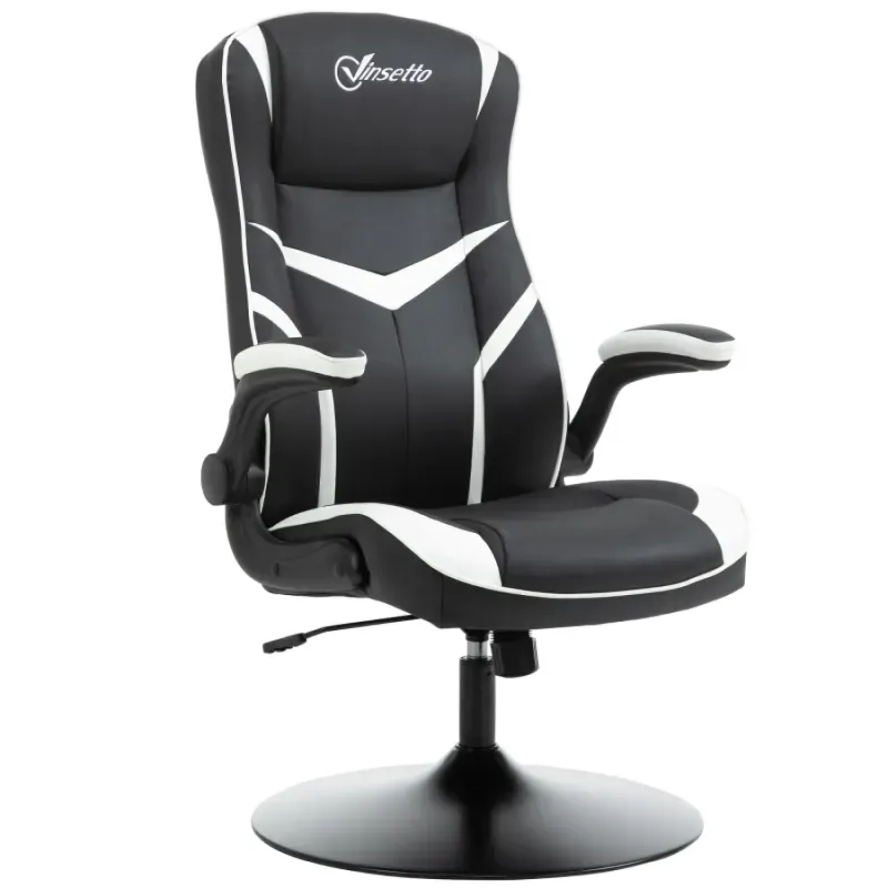 Ergonomic Pedestal Gaming Chair with Padded Faux Leather - Black
