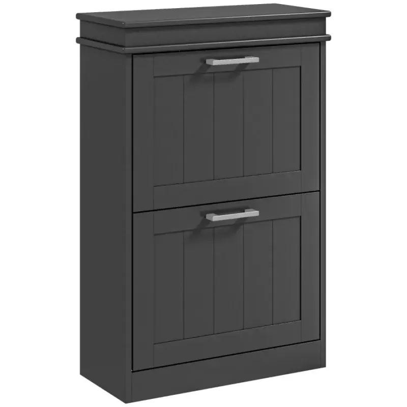  Slim 2-Drawer Shoe Storage Cabinet for 10 Pairs - Black