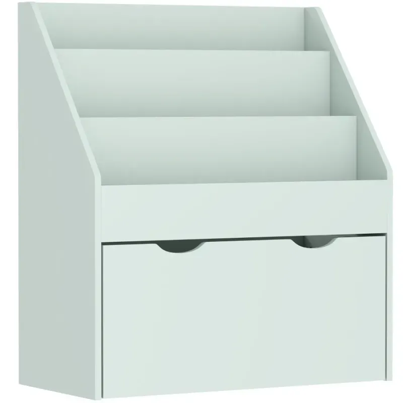 Kids’ Bookcase with 3 Shelves and Mobile Storage Drawer - Green