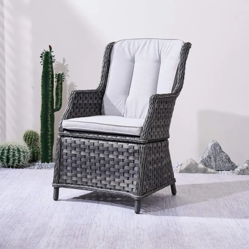 Ravenna Set of 2 Rattan Garden Armchairs with Cushions - Gray