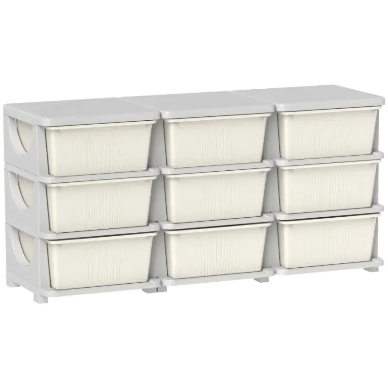 9-Drawer Kids' Toy Storage Organiser Unit - Cream