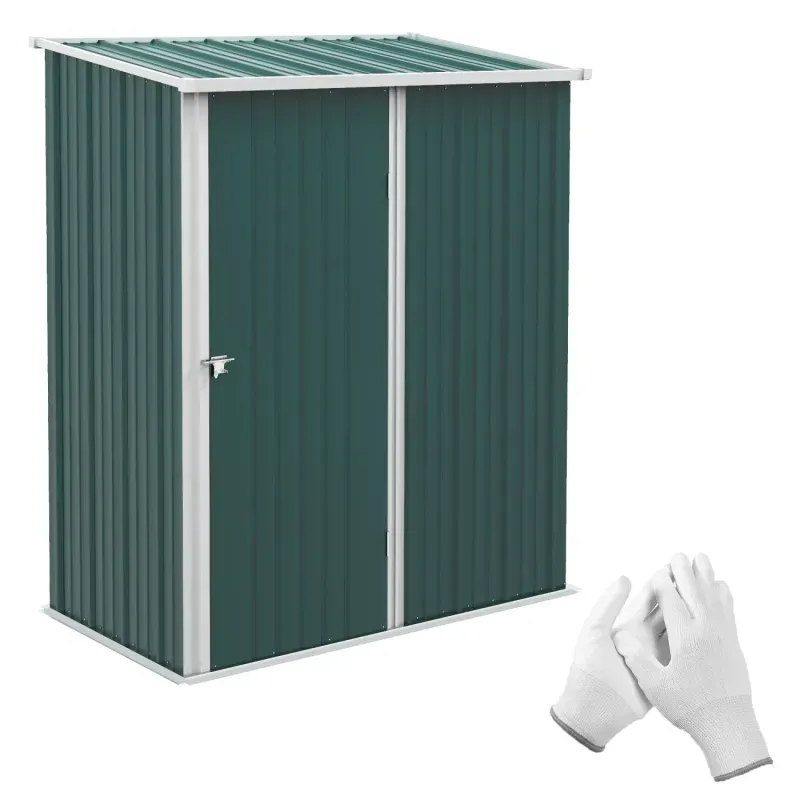  5.3 x 3.1ft Corrugated Steel Garden Storage Shed with Sloped Roof - Green
