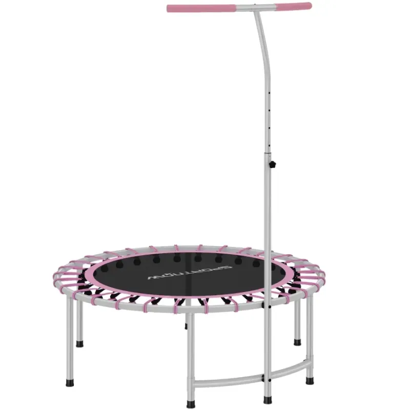 SPORTNOW 40" Fitness Trampoline - Adjustable Mini Rebounder with Bungee Cords, Purple