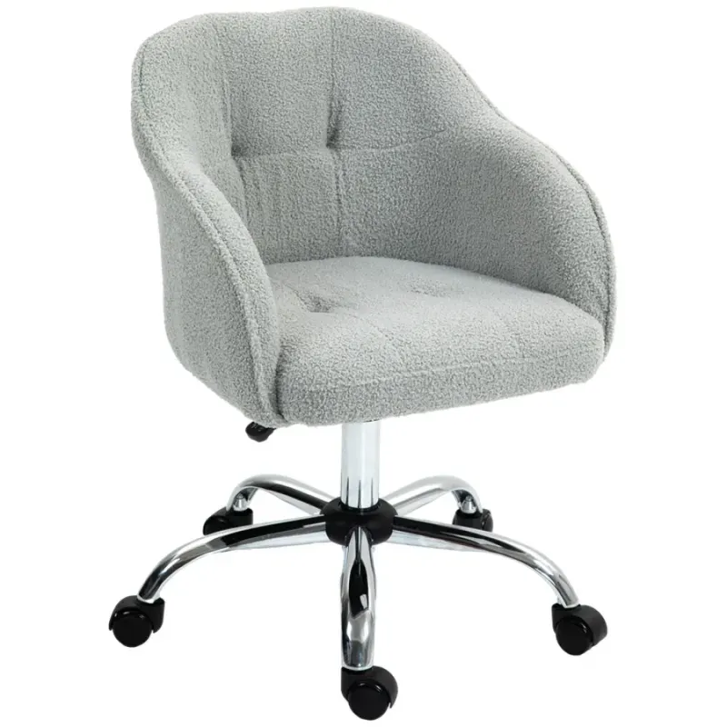 Grey Teddy Fleece Swivel Home Office Chair