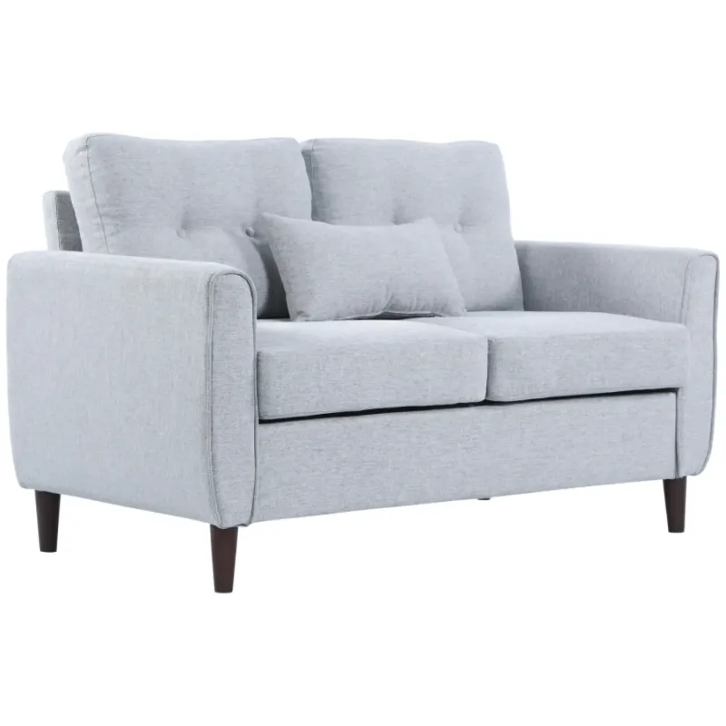 Modern 2-Seater Fabric Loveseat Sofa with Pocket Spring Cushions - Light Grey