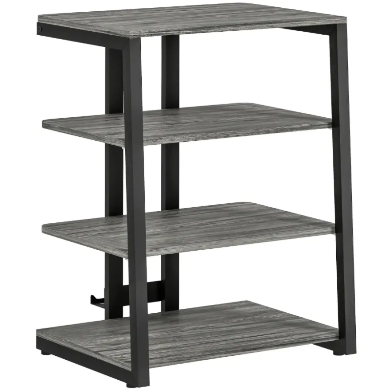 4-Tier HiFi Stand and Media Console with Adjustable Shelves - Dark Grey