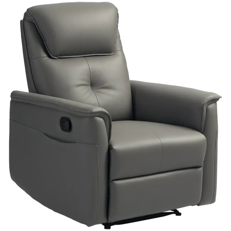 Manual Recliner Armchair with Pocket Spring Seat and Side Pockets - Light Grey