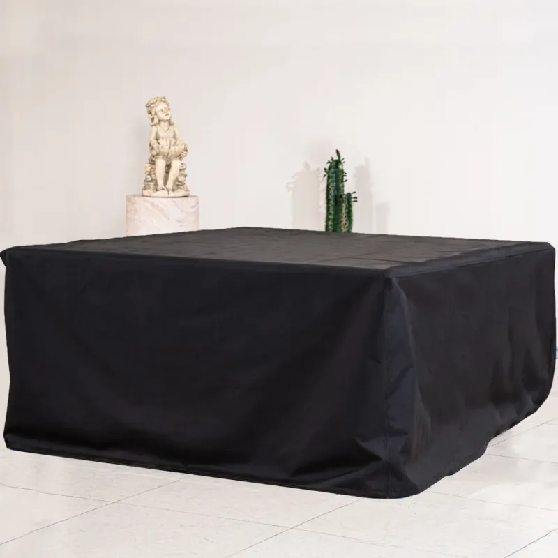 Heavy Duty Waterproof L-Shaped Garden Sofa and Table Cover Set - Black