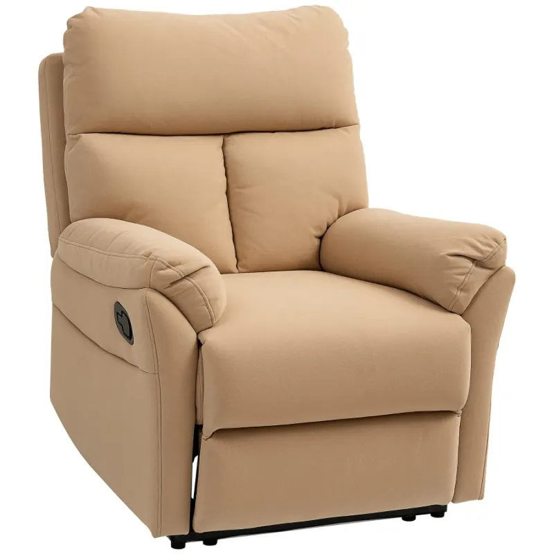 Light Brown Microfibre Manual Reclining Armchair with Footrest