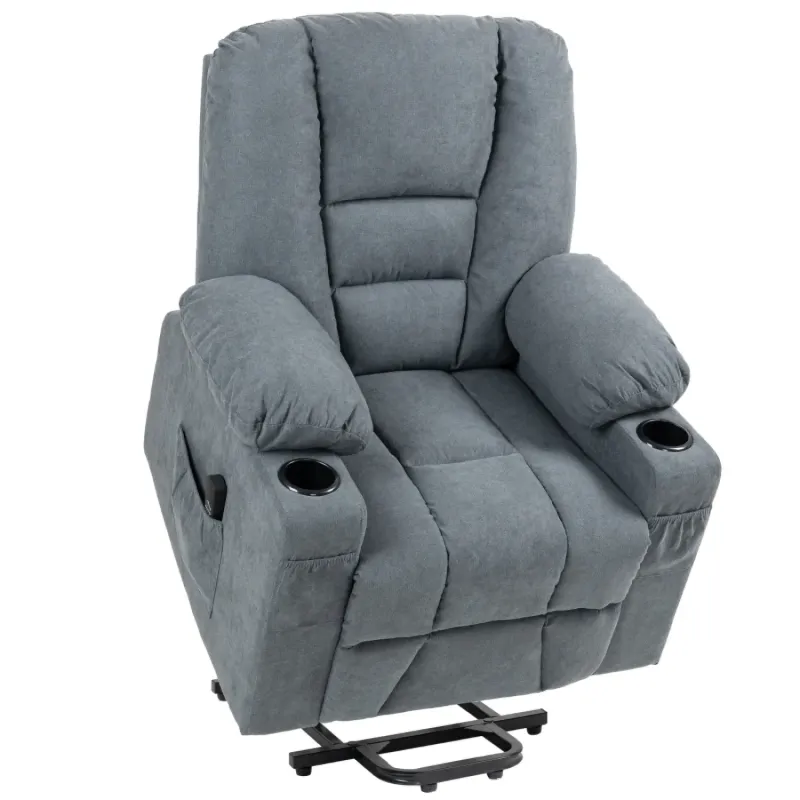 Oversized Grey Fabric Electric Riser Recliner Chair with Lift Assist