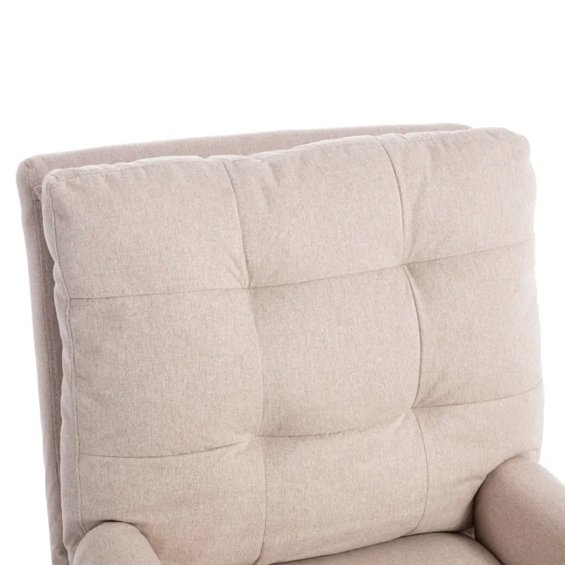 Adjustable Reclining Lounge Chair with Footstool and Side Pocket - Beige
