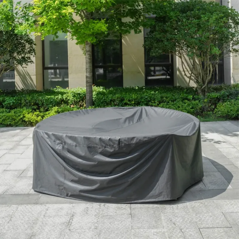 Heavy Duty Waterproof Round Garden Furniture Cover - Black - 235cm x 70cm