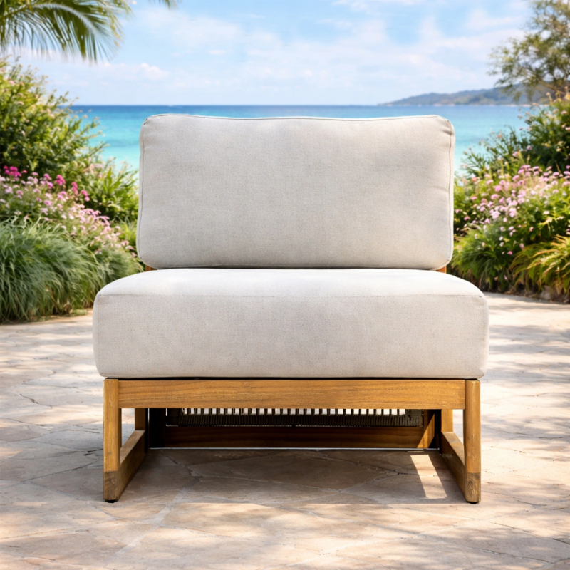 Caven Acacia Wood Outdoor Middle Sofa Module with 20cm Cushions