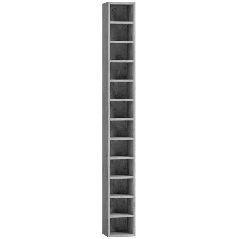  12-Cube Tall Slim CD Storage Tower & Media Display Unit - Cement Grey