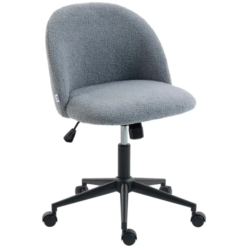  Grey Teddy Fleece Swivel Office Chair with Adjustable Height