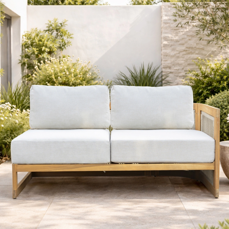 Caven Solid Wood Left Arm Outdoor Sofa with Reclining Seat