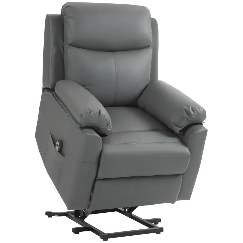 Electric Riser Recliner Chair with 70° Lift Assist, Charcoal Grey Faux Leather