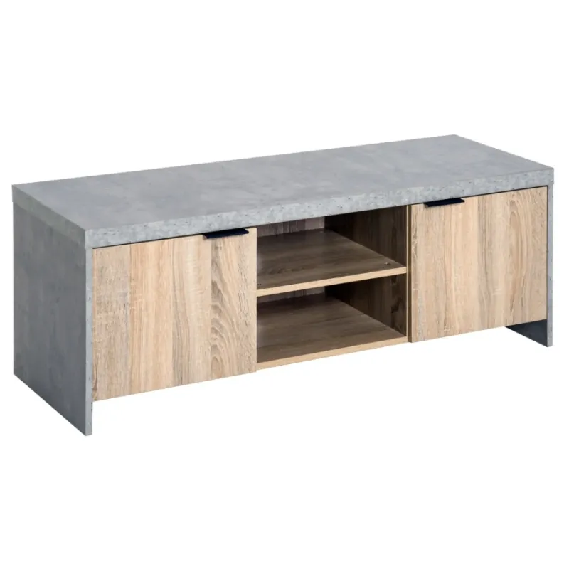 120cm Grey TV Unit with Storage Cupboards and Shelves for TVs up to 55 Inch