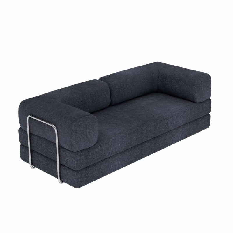 Chenille Sofa Bed, 208cm, in Blue, with King Size Sleeper Function