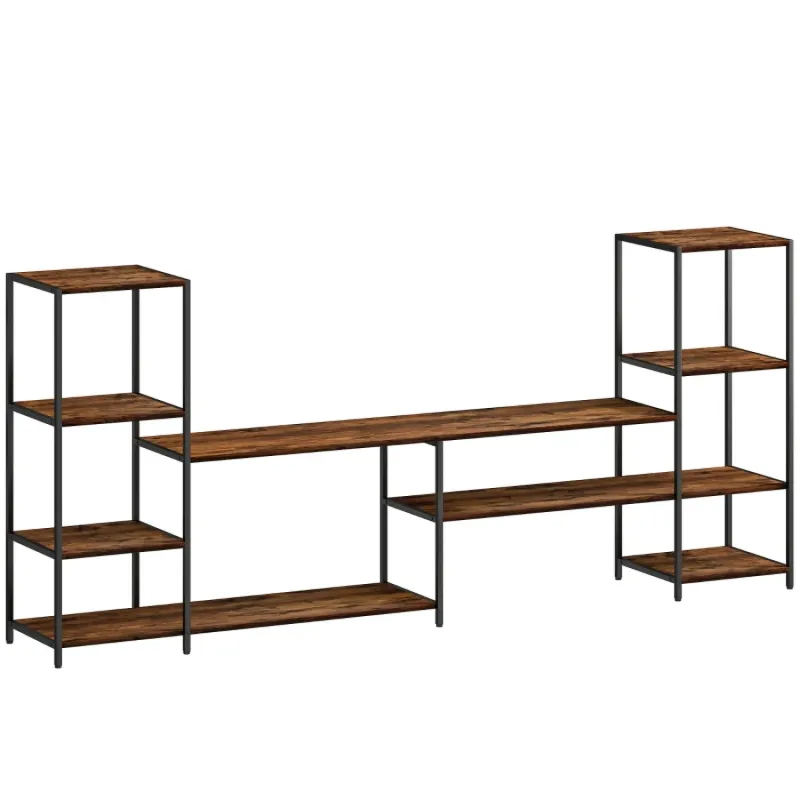 Industrial TV Stand with 8 Storage Shelves for TVs up to 60 Inches