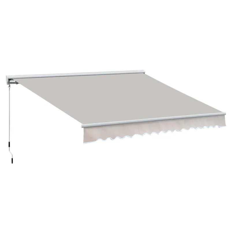  3.5m x 2.5m Retractable Electric Awning with Remote Control and Manual Override - Cream White