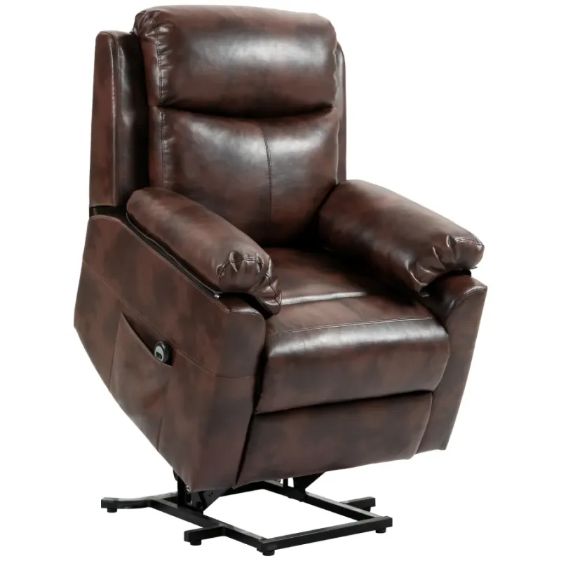 Electric Riser Recliner Chair in Dark Brown Faux Leather - 70° Lift and 160° Recline