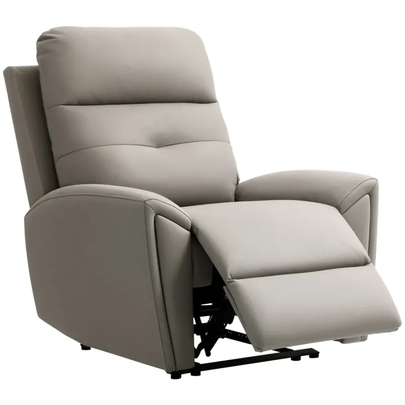 Grey Microfibre Manual Recliner Armchair with Overstuffed Padding