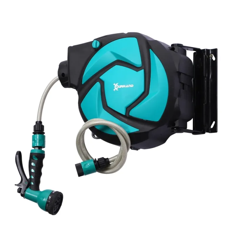 10m Retractable Wall-Mounted Garden Hose Reel with 7-Pattern Spray Gun