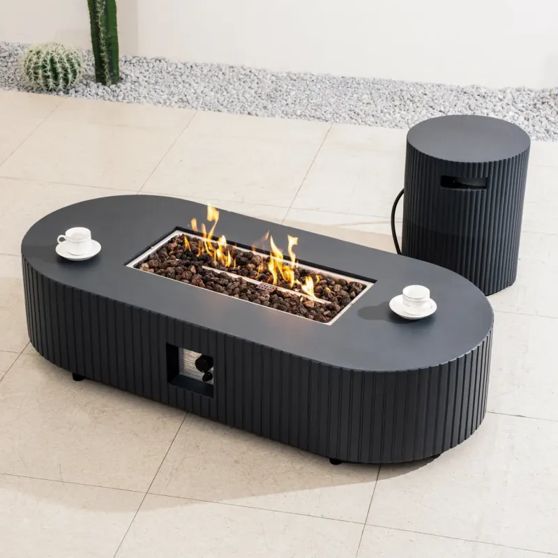 Mimo LYRIN Terrafab Gas Fire Pit Table with Side Table