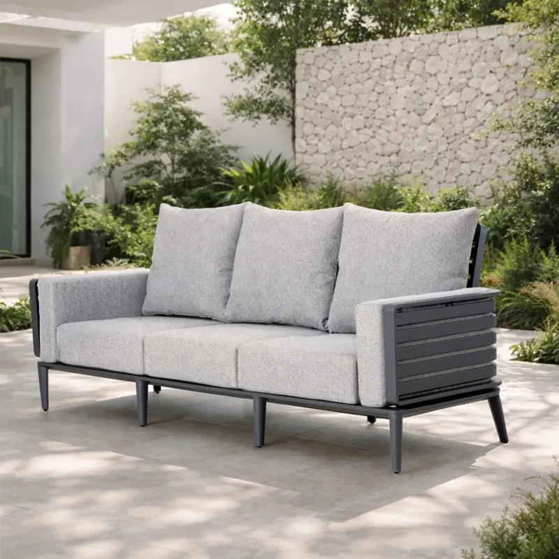 Aurel Aluminium 3-Seater Garden Sofa with 17cm Cushions