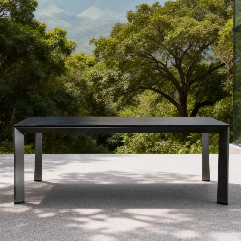 Arve 200cm Aluminium Outdoor Dining Table with Stone-Effect Ceramic Glass Top