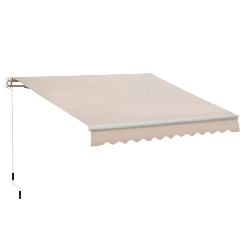 4m x 2.5m Manual Retractable Patio Awning with Hand Crank - Beige