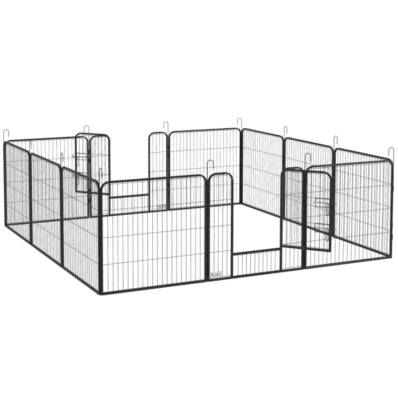 12-Panel Heavy Duty Dog Playpen - Silver Indoor & Outdoor Pet Exercise Pen