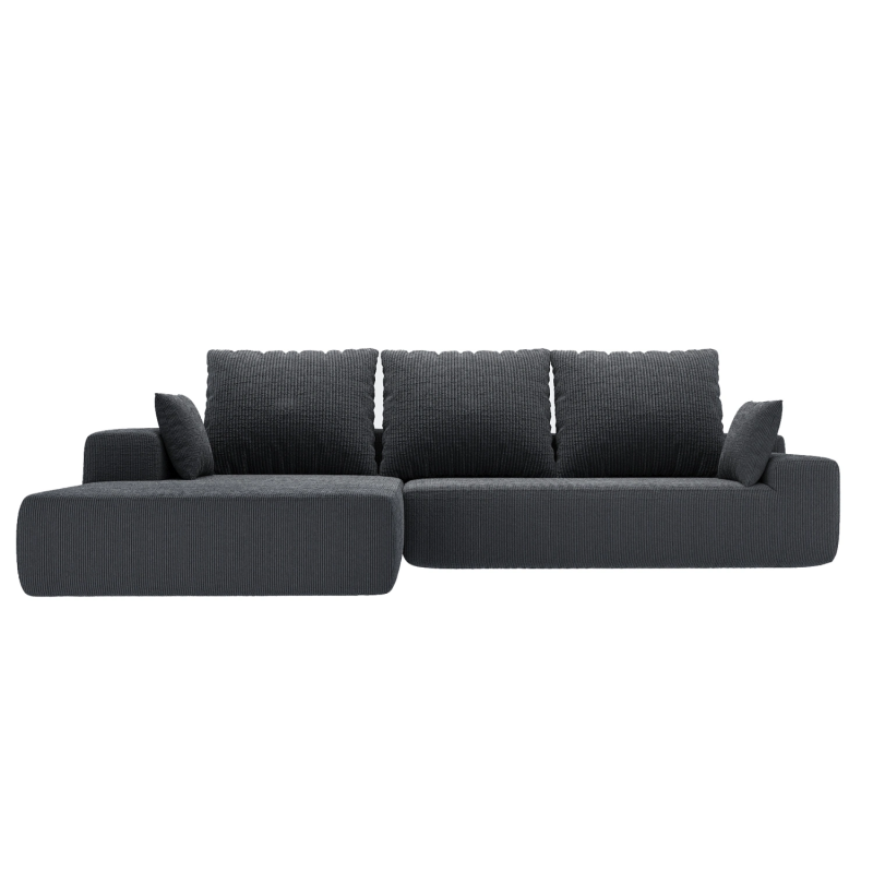 4 Seater L-Shaped Modular Sofa Bed in Dark Grey Corduroy