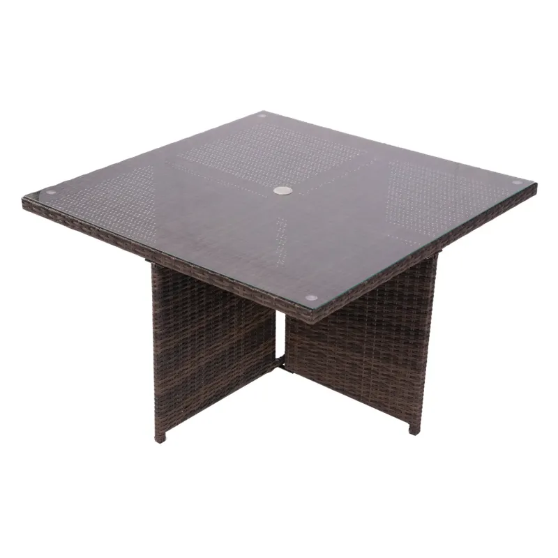 Sonoma 125cm Square Brown Wicker 4-Seater Outdoor Dining Table