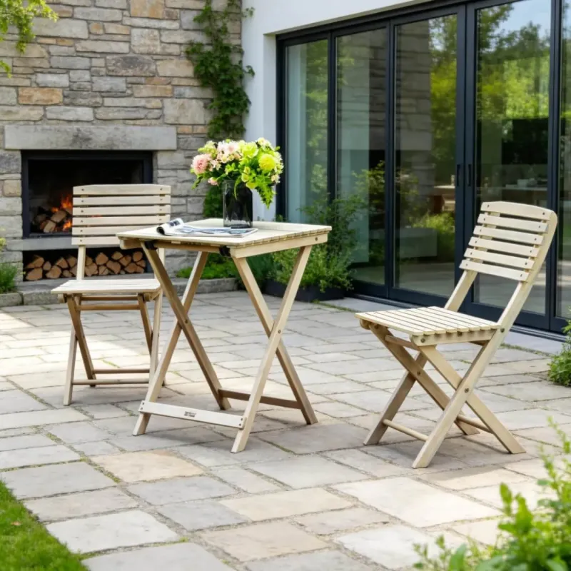 Moraira Wooden 3-Piece Garden Bistro Set with Square Table and 2 Chairs