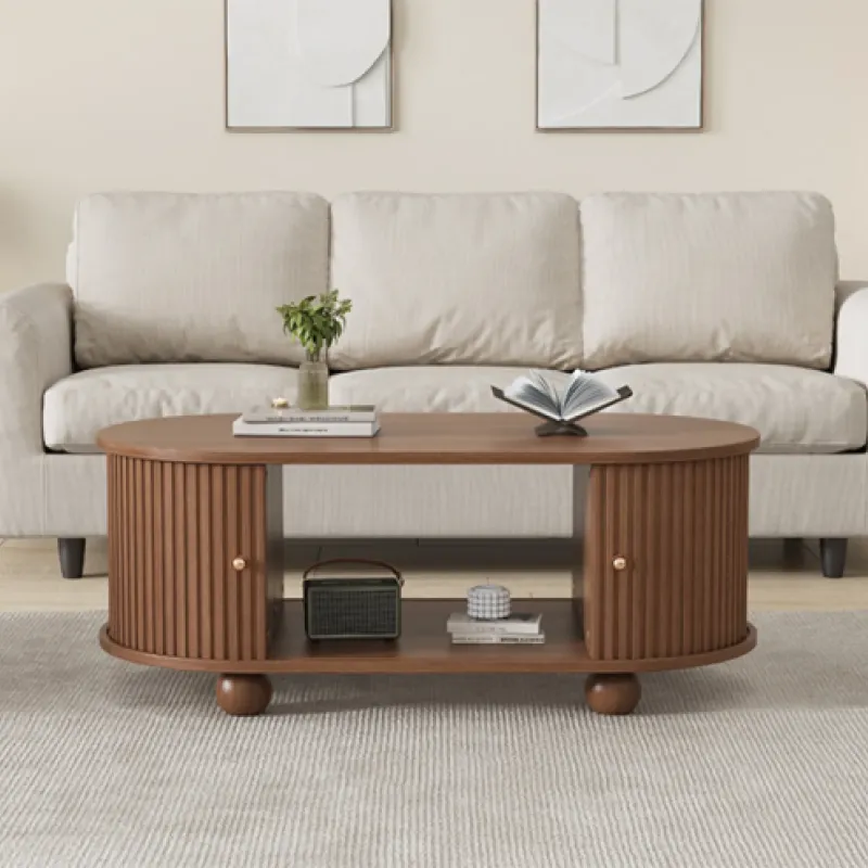 Dark Walnut Living Room Furniture Set - 175cm TV Stand and Matching Coffee Table