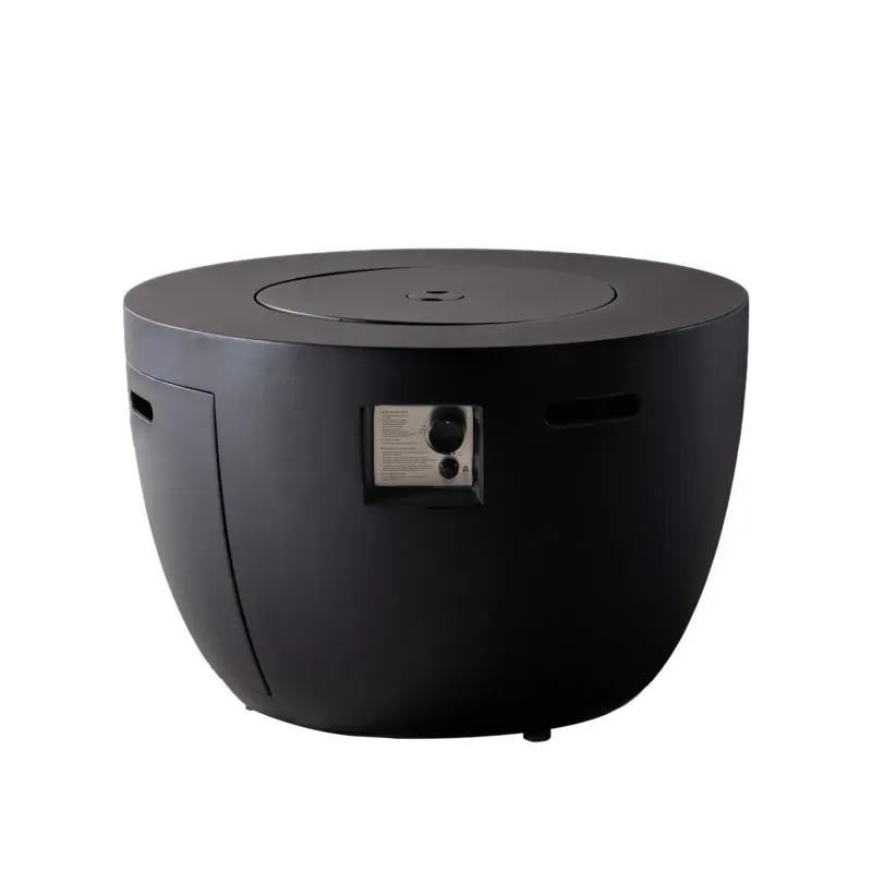 Mimo Round Gas Fire Pit Table with Hidden Tank & Lid - Dark Grey - 50,000 BTU