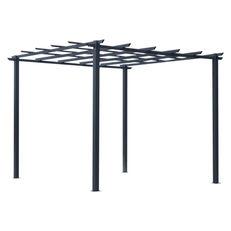  3m x 3m Metal Garden Pergola Gazebo, Climbing Plant Trellis for Outdoor Sun Shelter