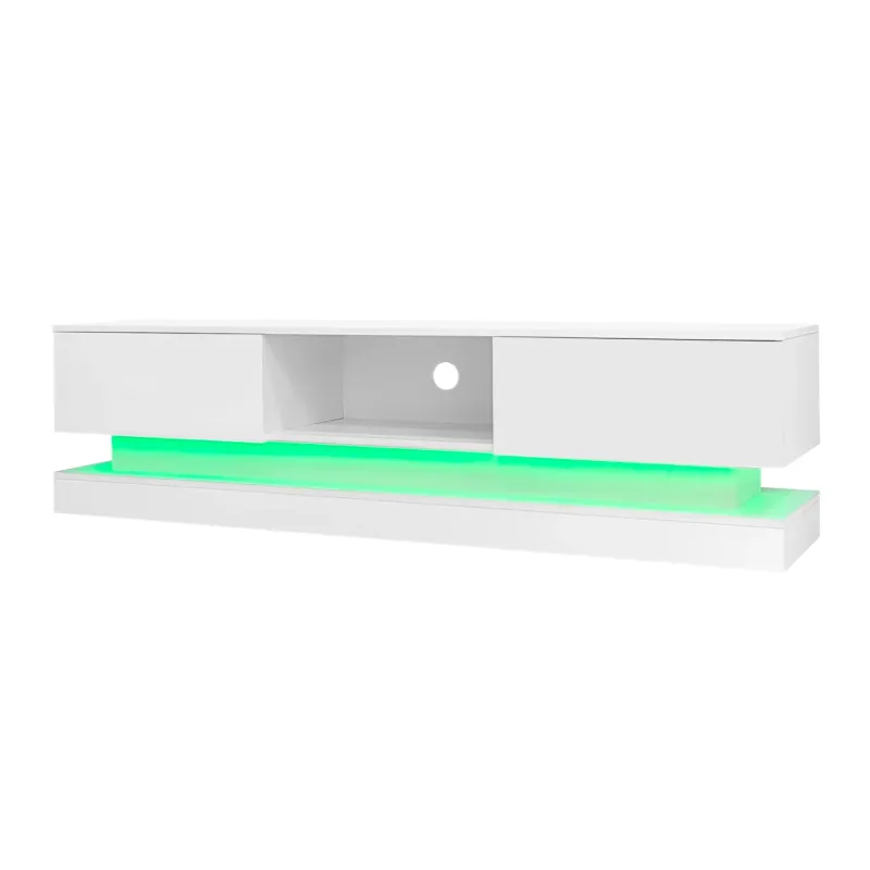 160cm White High Gloss TV Stand with RGB LED Lights & 2 Drawers