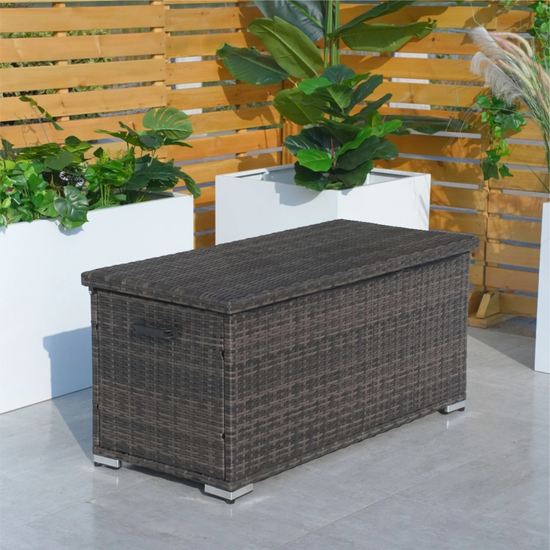 243L Weatherproof PE Rattan Outdoor Garden Storage Box