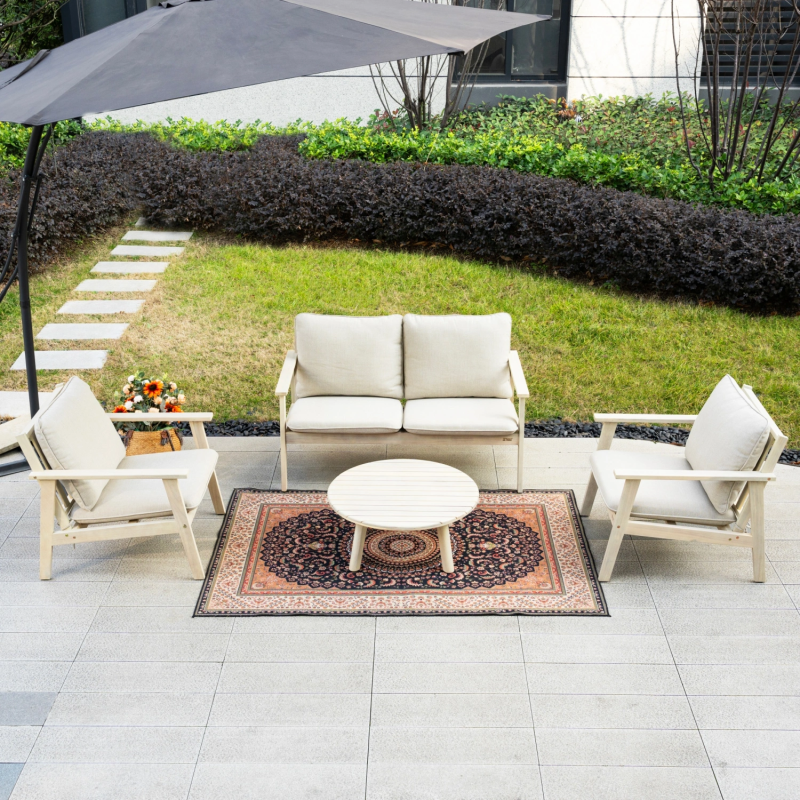 Toledo 4-Seater Wooden Garden Sofa Set with Round Coffee Table