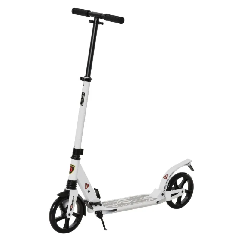 White Adult Folding Kick Scooter with 200mm Wheels and Dual Suspension